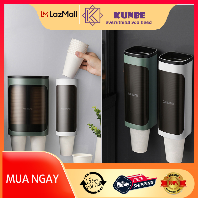 Hộp đựng ly giấy, cốc giấy dùng một lần kunbe, kệ khay gắn tường lưu trữ cốc giấy thông minh tiện lợi