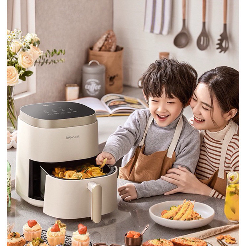 Nồi Chiên Không Dầu BEAR QZG-D15W1, 5.0 Lít, Nướng Thịt, Nướng Bánh Mì, Quay Thực Phẩm, Lò Nướng- BH 12 tháng