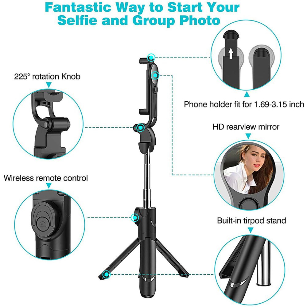 Tripod Bluetooth 3 Chân Đa Năng Thế Hệ Mới Kiêm Gậy Chụp Hình Tự Sướng XT02, Có Hỗ Trợ Xoay Dọc Xoay Ngang Hiện Đại - Gậy Selfie Điện Thoại