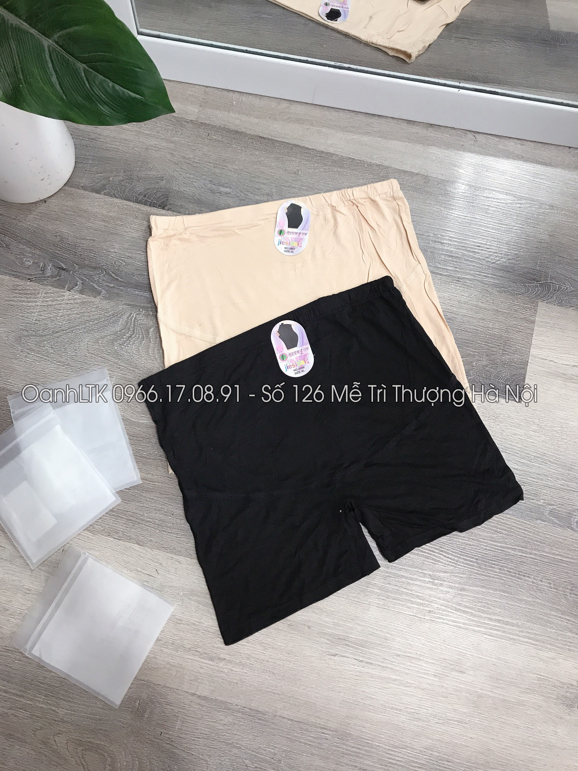 Quần mặc trong váy bầu - quần đùi bầu có đáp, cạp chéo hàng đẹp giành cho bầu 40-70kg
