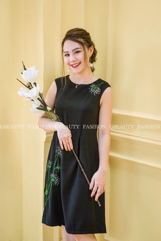 Váy sát nách mùa hè thêu hoa bồ công anh dáng suông sang trọng - GBeauty