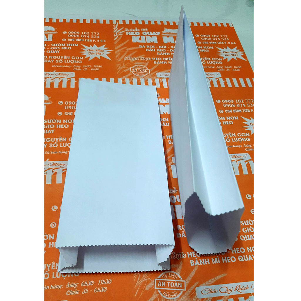 Túi Giấy Đựng Bánh Mì màu trắng không in 100 Cái
