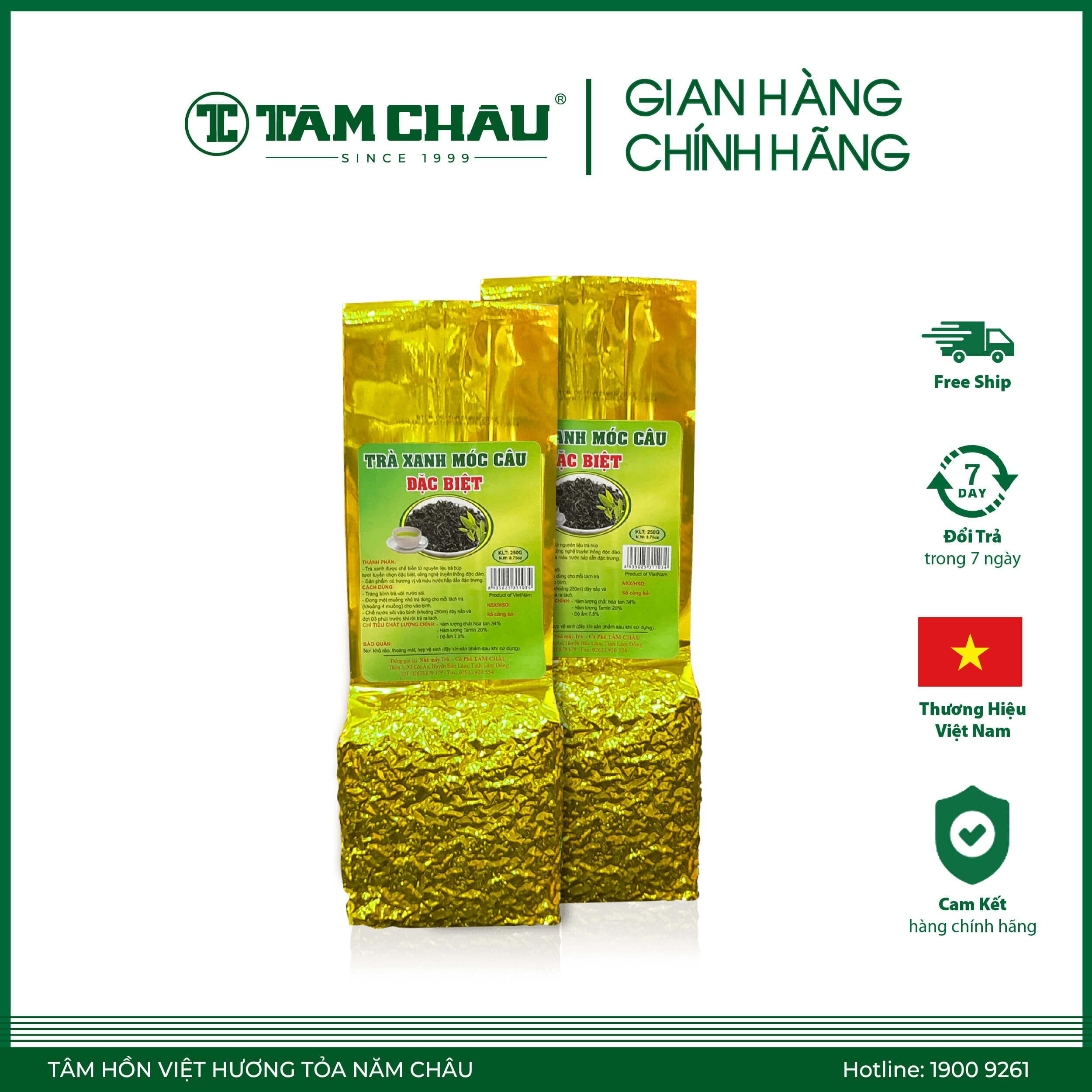 [TÂM CHÂU] Trà Xanh Móc Câu Đặc Biệt 250G Bao Nhôm Sang Trọng