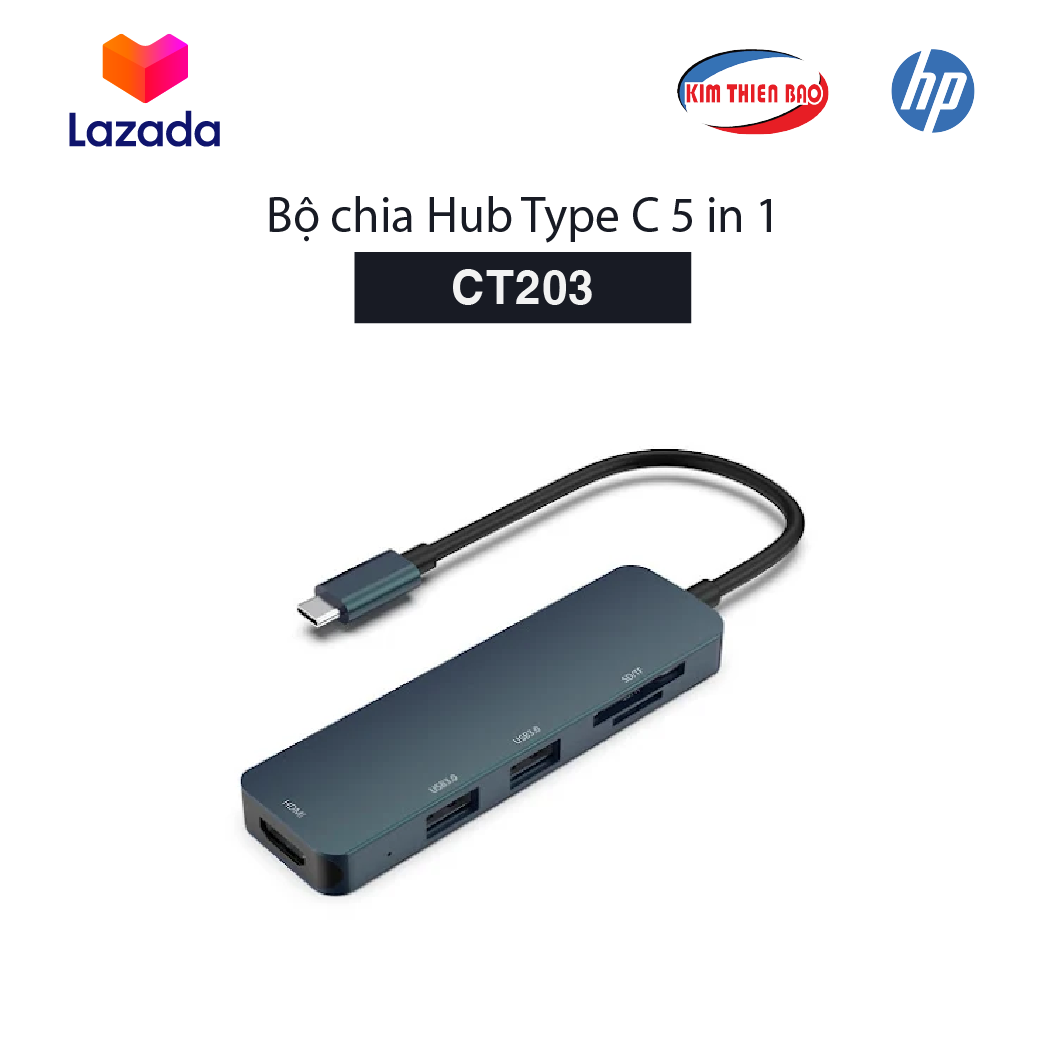 Cáp chuyển đổi HP 5 in 1 USB-C to HDMI+USB-A+SD+TF DHC-CT203