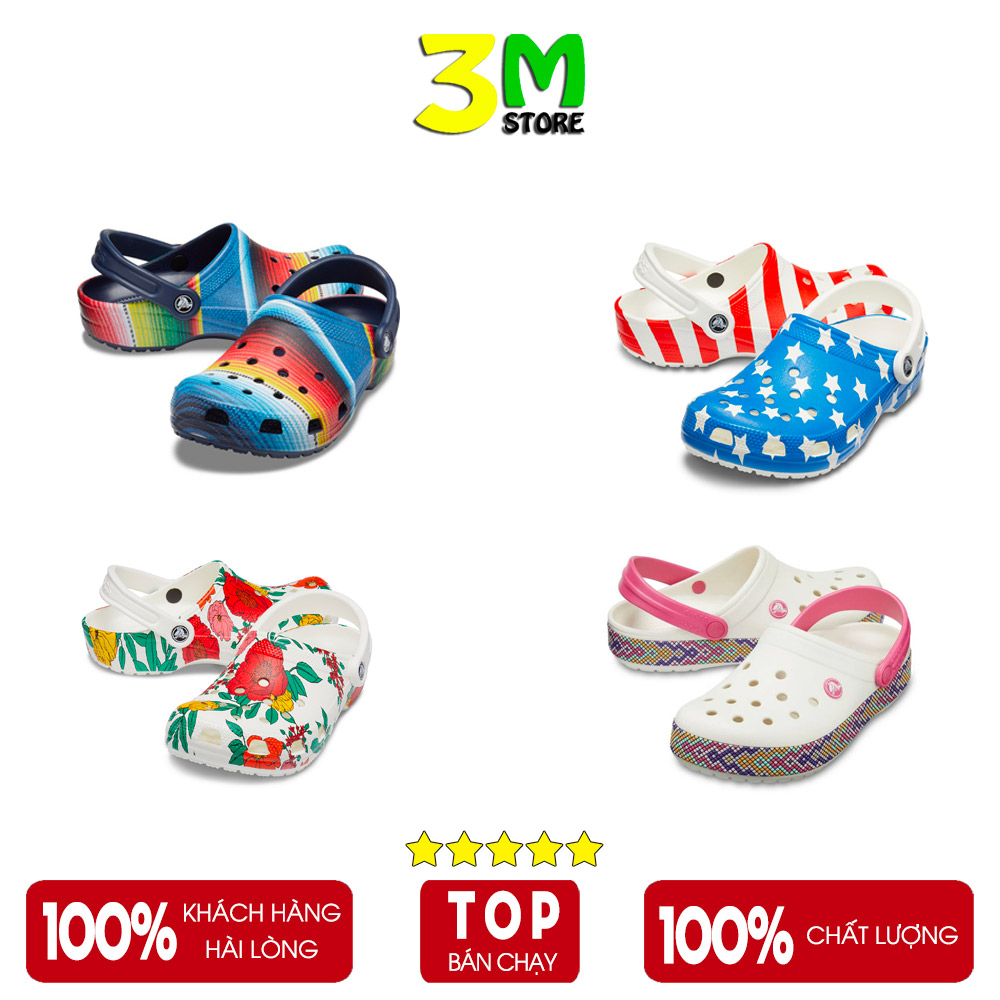 Dép sục cross clog band đẹp êm bền nhẹ unisex nhiều màu nhiều họa tiết