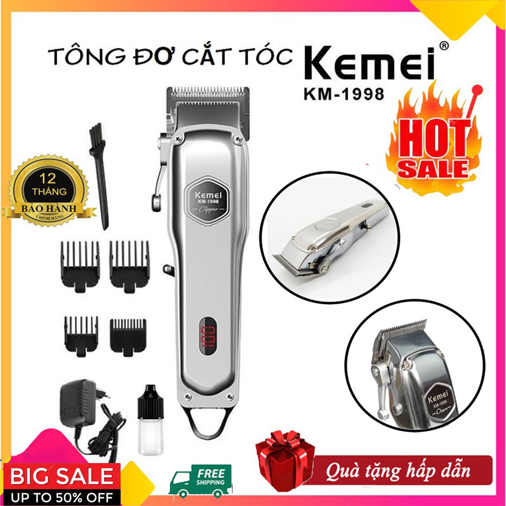 Tông đơ cắt tóc kemei km 1998, tăng đơ hớt tóc gia đình, trẻ em , không dây chuyên nghiệp tông đơ cắt tóc kemei km - 1998 tông đơ cắt tóc cao cấp lưỡi kép kemei 1998