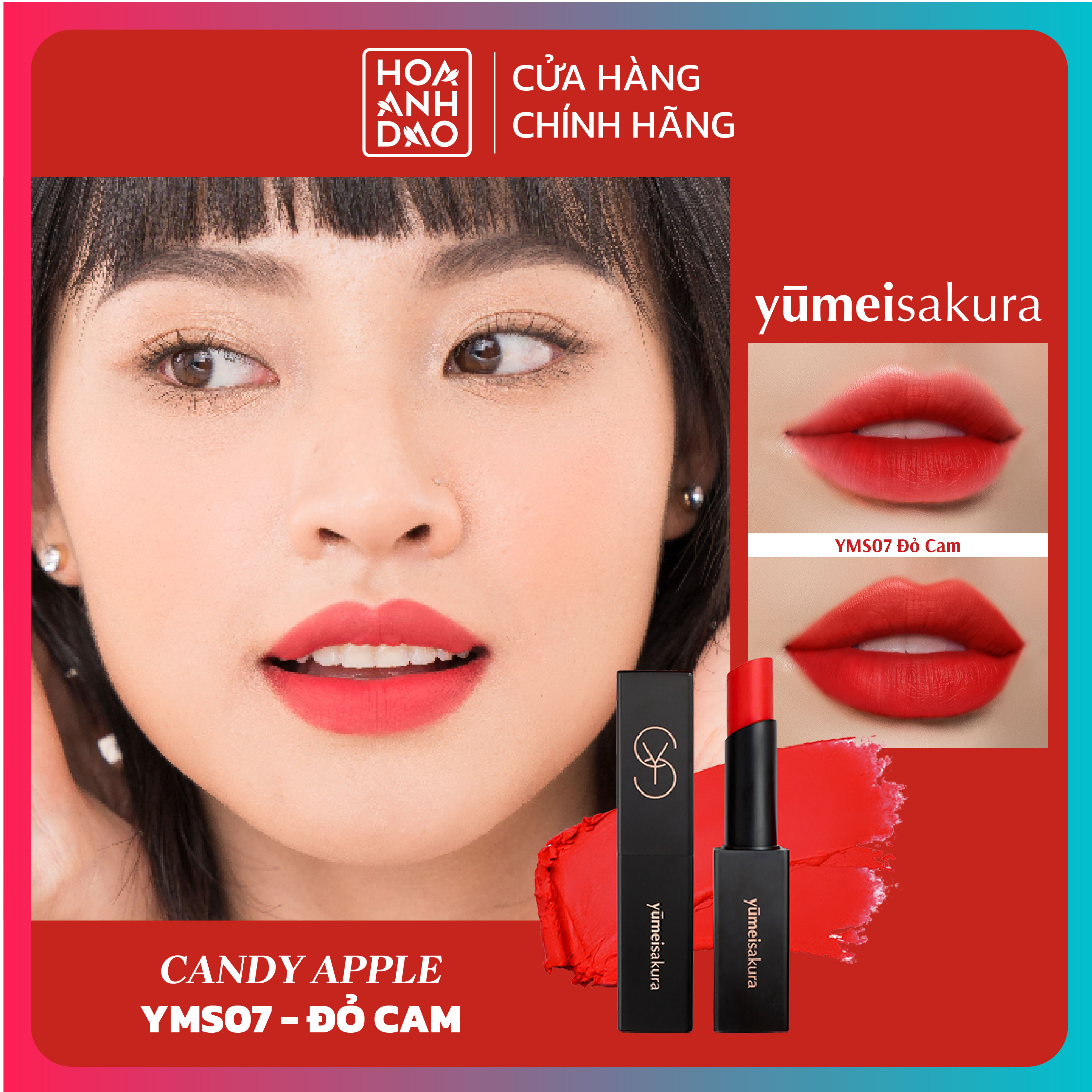 Son thỏi lì yumeisakura - đỏ cam - ym07