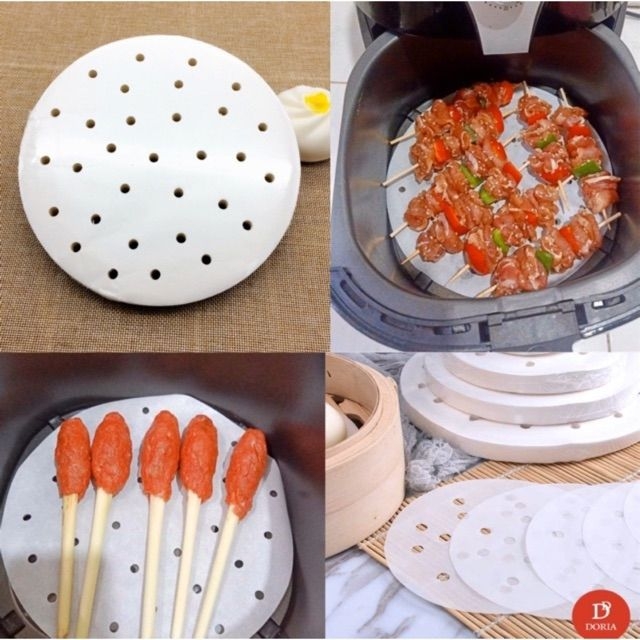 [SIÊU RẺ] Giấy Nến Đục Lỗ Chống Dính Thực Phẩm, Dùng Cho Nồi Chiên, Làm Bánh, Cơm Cuộn... Tệp 30 tờ 23cm