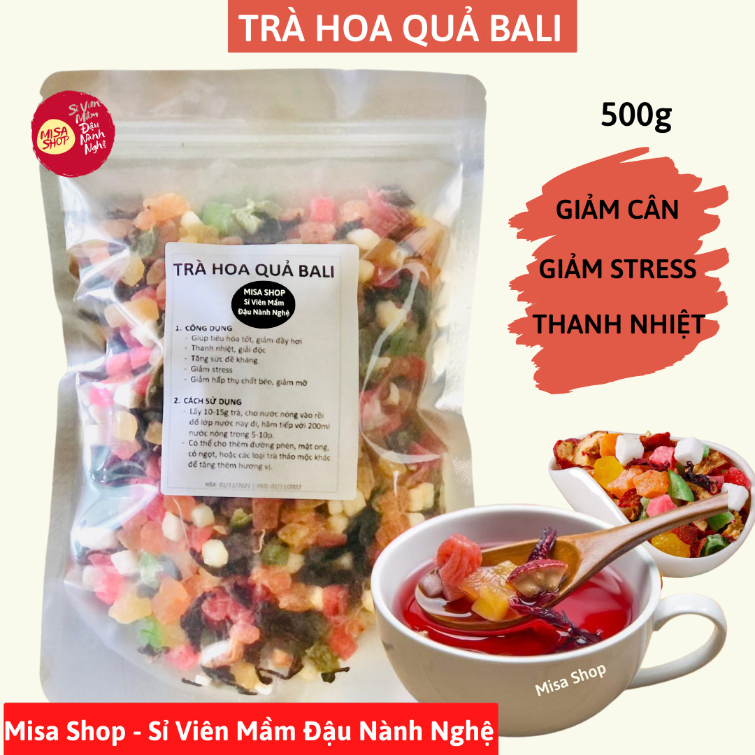 500g trà hoa quả Bali các loại quả sấy khô loại ngon bổ dưỡng hỗ trợ giảm cân đẹp da