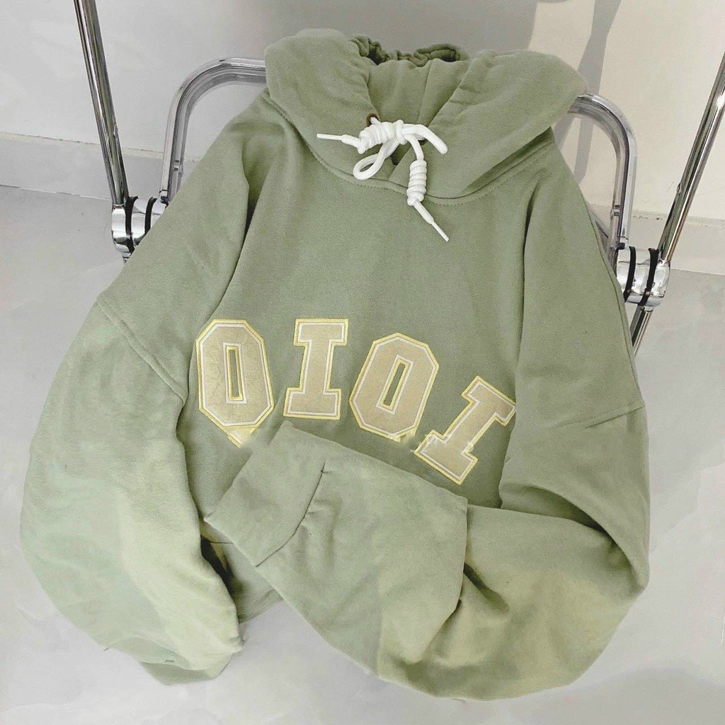 Áo khoác Hoodie có mũ form rộng thêu chữ nổi OIOI kiểu dáng UNISEX cho nam nữ