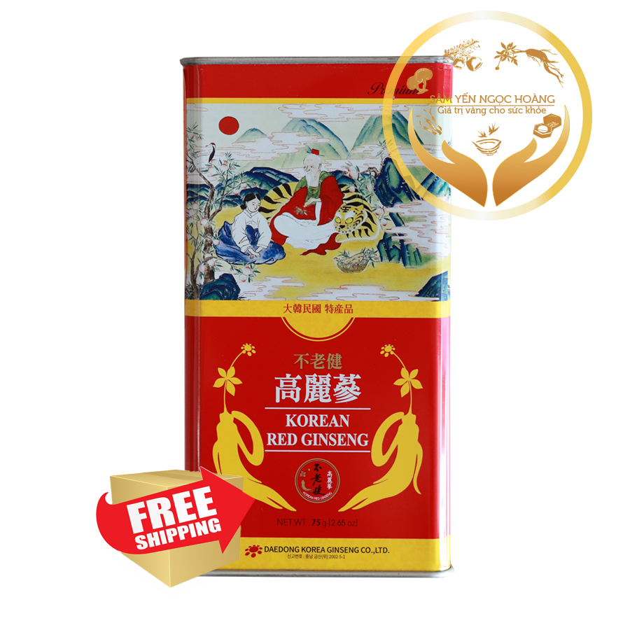 [HCM]Hồng Sâm Củ Khô Daedong 6 Năm Tuổi Hàn Quốc Hộp Thiếc 75g