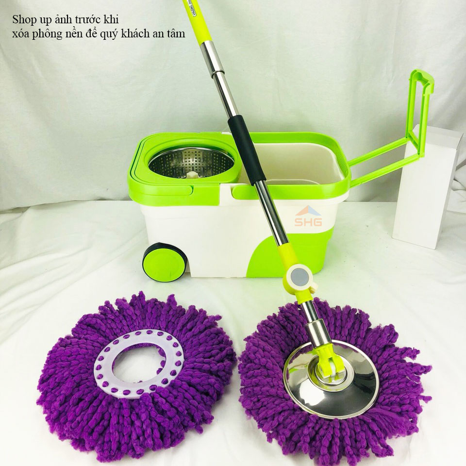 [HCM]( F MART GIÁ SỈ) BỘ LAU NHÀ 360 ĐỘ BÁNH XE VUÔNG CÂY TRỢ LỰC LỒNG THÁO RỜI VÀ MÂM INOX SIÊU SẠCH