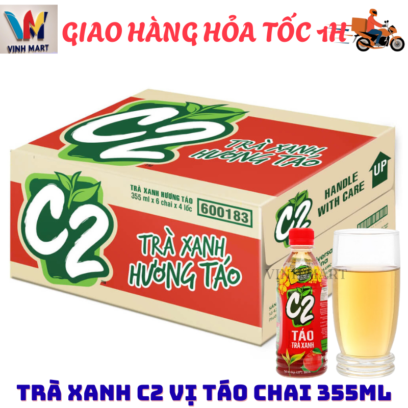 [ CHỈ GIAO CHO ĐƠN HỎA TỐC Ở HCM ] Trà Xanh C2 Hương Táo Thùng 24 Chai 355 ml
