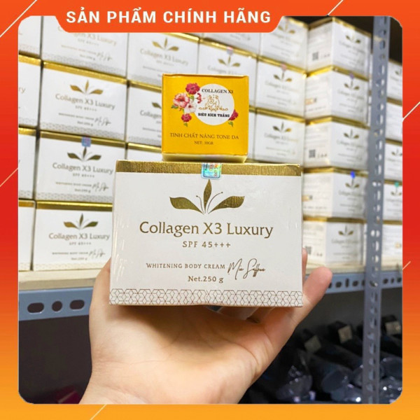 Combo kem body collagen x3 luxury + kích trắng x3 đông anh