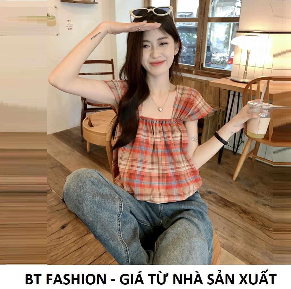 Áo Caro Babydoll Duyên Dáng, Vải Xịn - BT Fashion