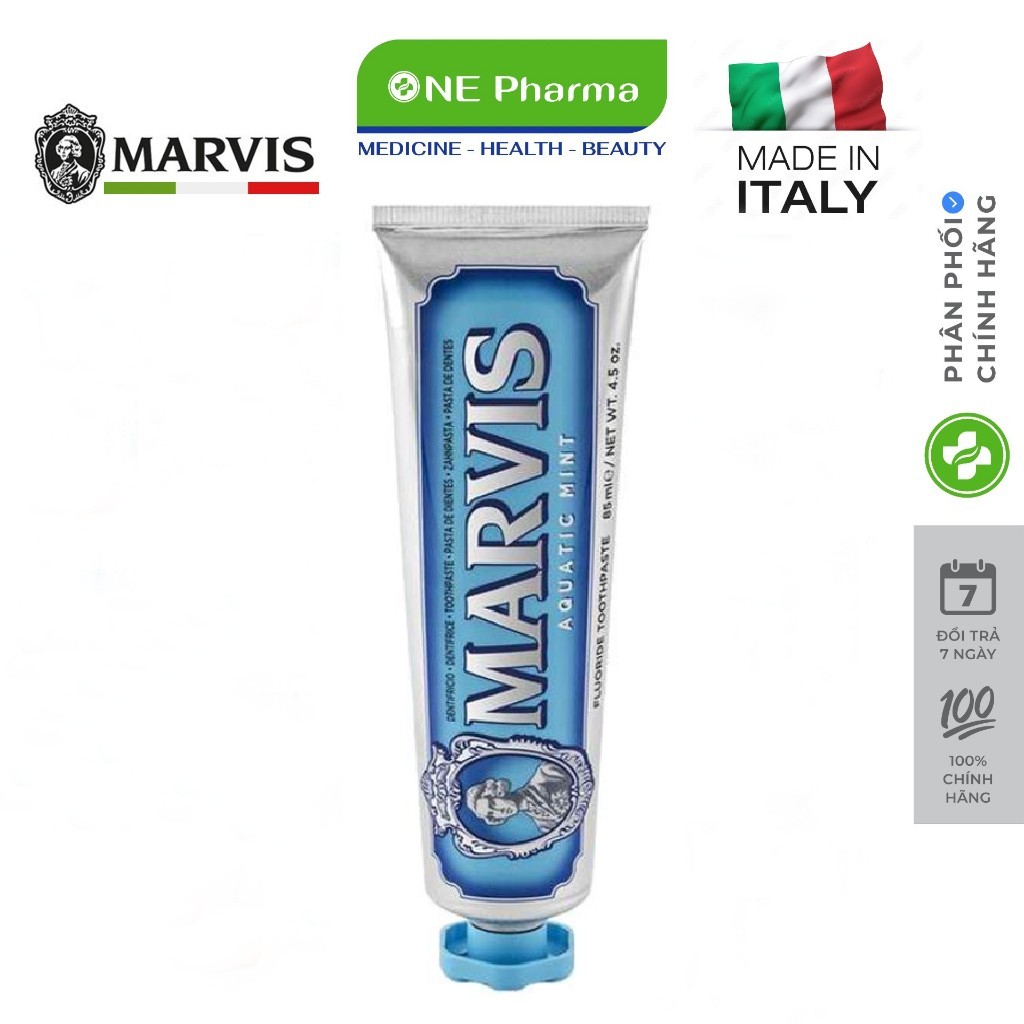 Kem Đánh Răng Marvis Aquatic Mint Toothpaste Màu Xanh Dương Hương Dưa Gang 85ml