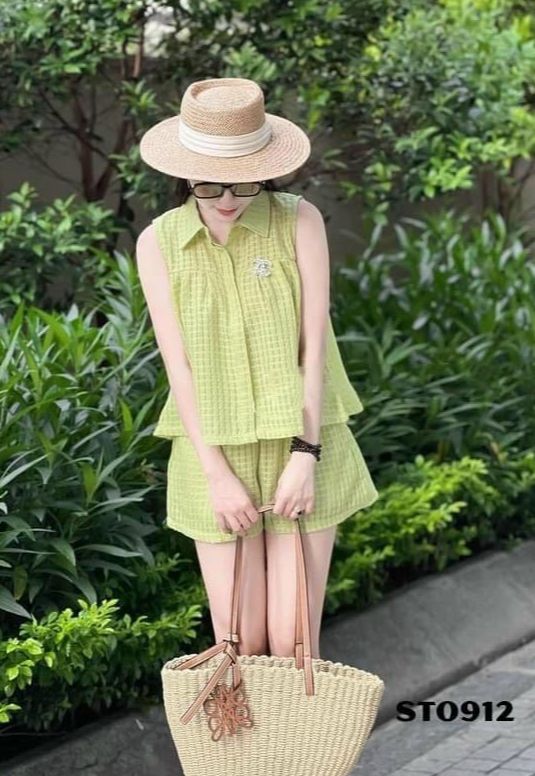 Set bộ nữ QC sát nách babydoll quần short chất lưới xốp thời trang cao cấp