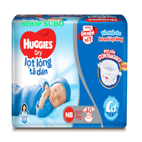 Tả/Bỉm dán Huggies bọc kén con tằm NB40 cộng thêm 4 miếng . Chính hãng. Shop SuBo