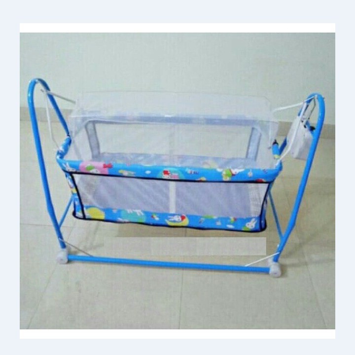  Nôi Điện Võng Xếp 2 Trong 1  Tặng Kèm Võng + Màn Chống Muỗi Cho Bé  