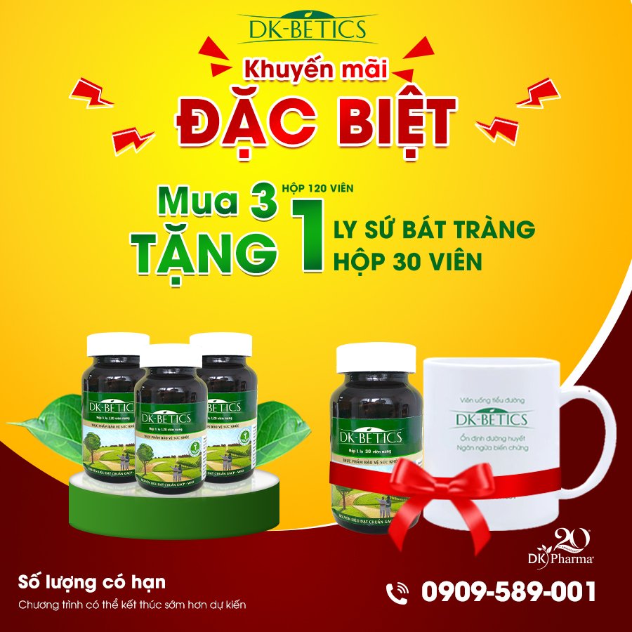 [MUA 5 TẶNG 2] Viên tiểu đường dây thìa canh lá to DK Betics, Hỗ trợ hạ và ổn định đường huyết an toàn - Hộp lớn 120 viên