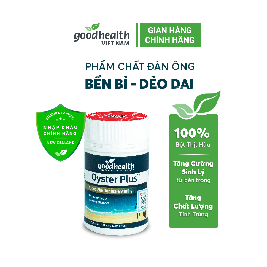 Viên Uống Tinh chất Hàu Biển Goodhealth Oyster Plus Hộp 30 Viên - Tăng Sinh Lý Nam, Testosterone Nam, Sức Khỏe, Chính Hãng New Zealand