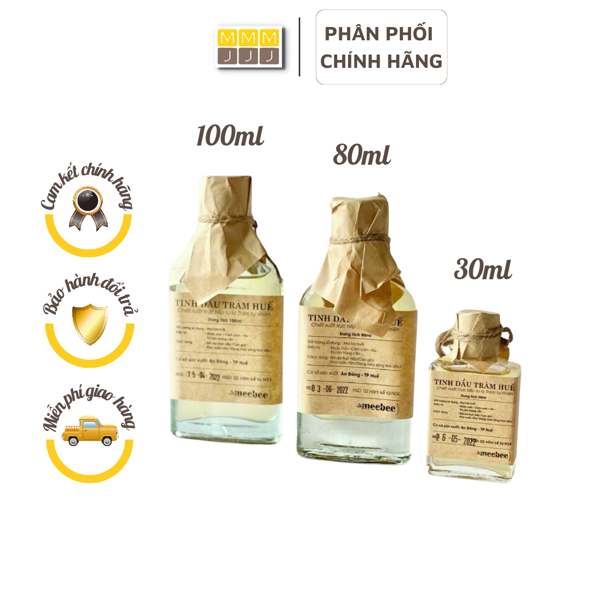 Tinh dầu tràm Huế nguyên chất đậm đặc Meebee 30ml/80ml/100ml - Hàng chính hãng An Đông, Huế