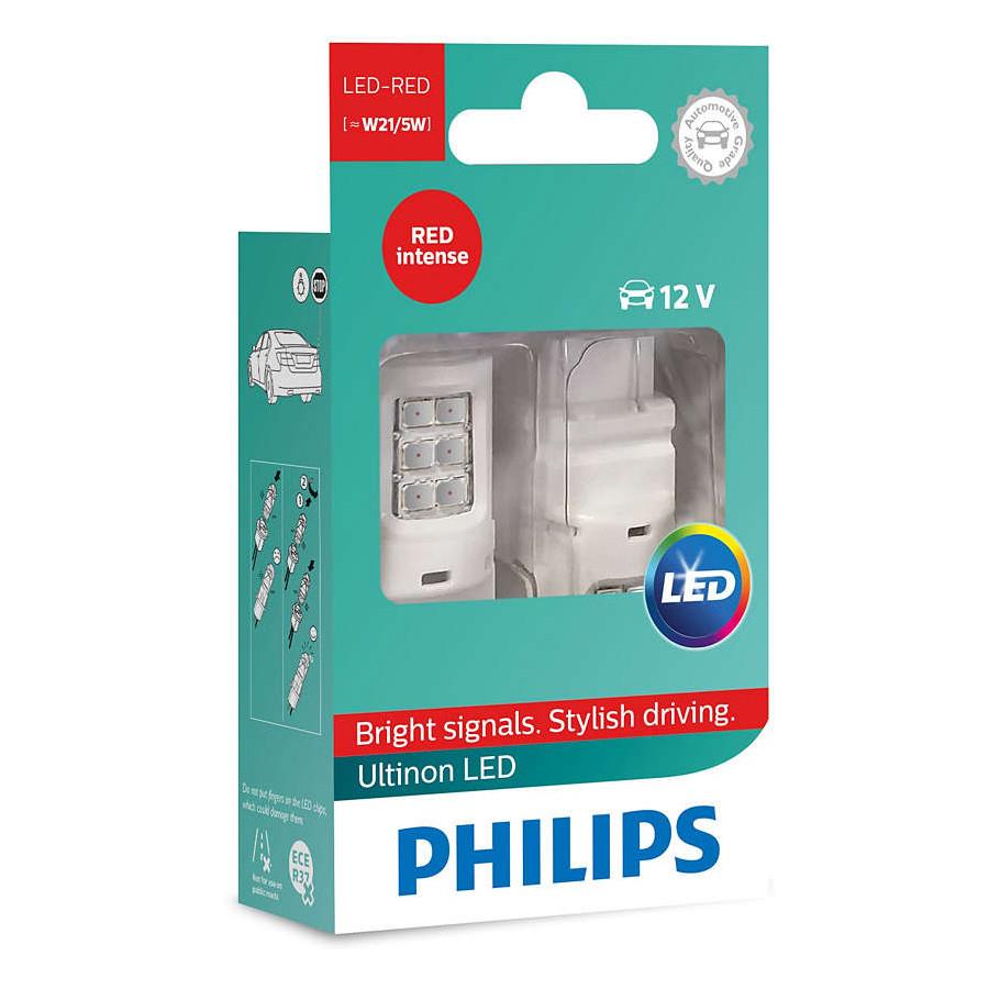 Bóng đèn ô tô philips bóng đèn xe hơi philips led t20 đỏ w21/5w 11066ulrx2 12v đèn phanh thắng