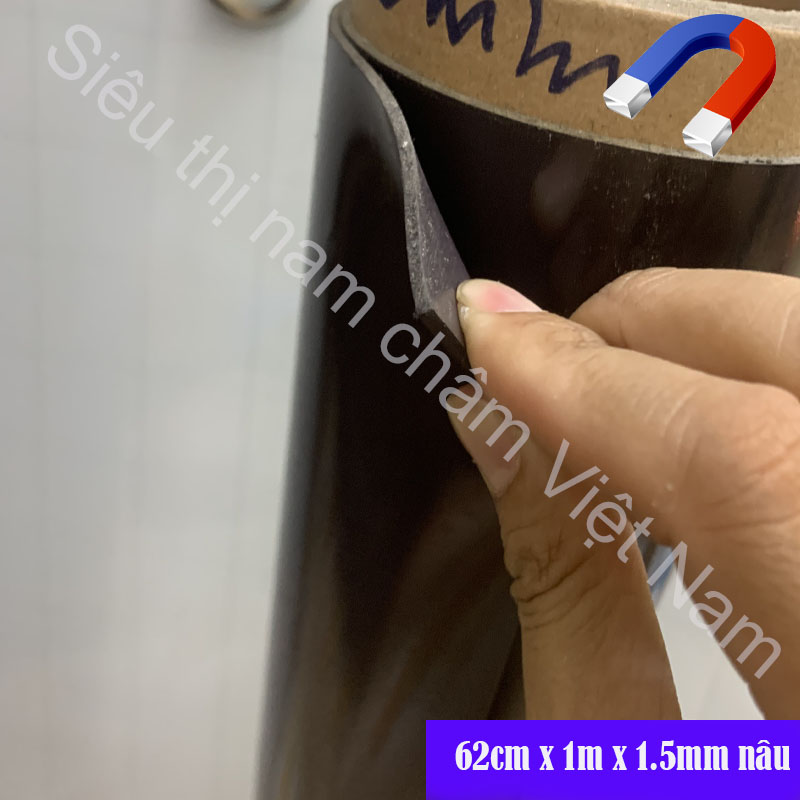 Nam châm dẻo cuộn dày khổ 62cm x 1m x 1.5mm nâu - Bán theo mét