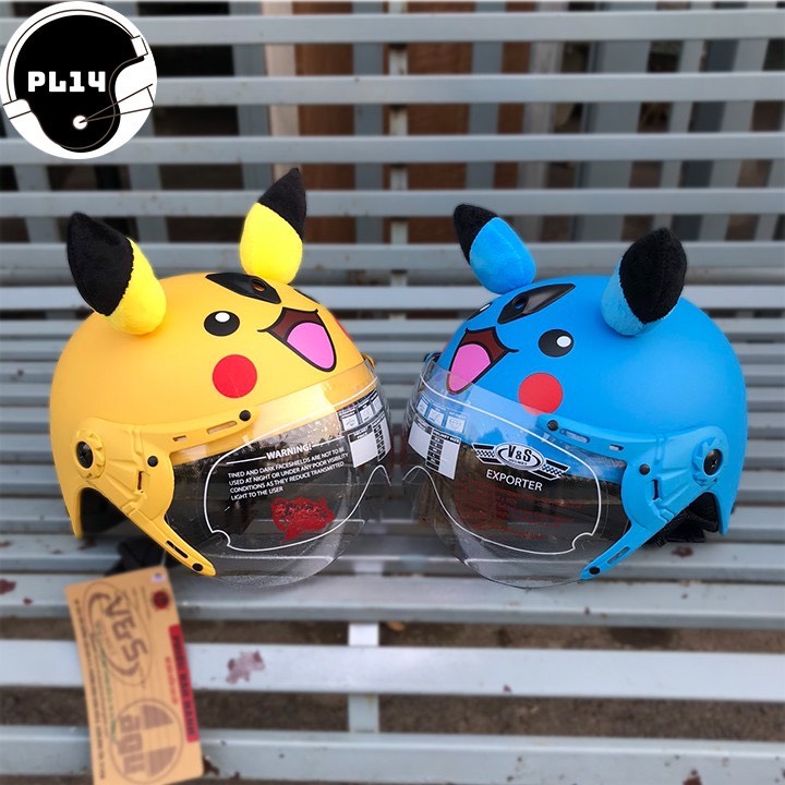 Mũ Bảo Hiểm Trẻ Em Cho Bé Từ 3-6 Tuổi Pikachu Có Kính V&S Helmet - PKC01