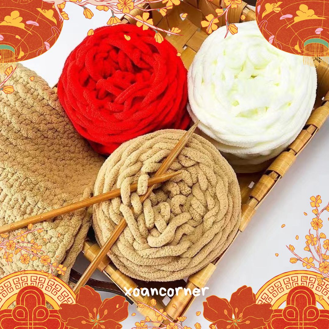 Len nhung đũa - len bông sữa sợi mềm 100gr