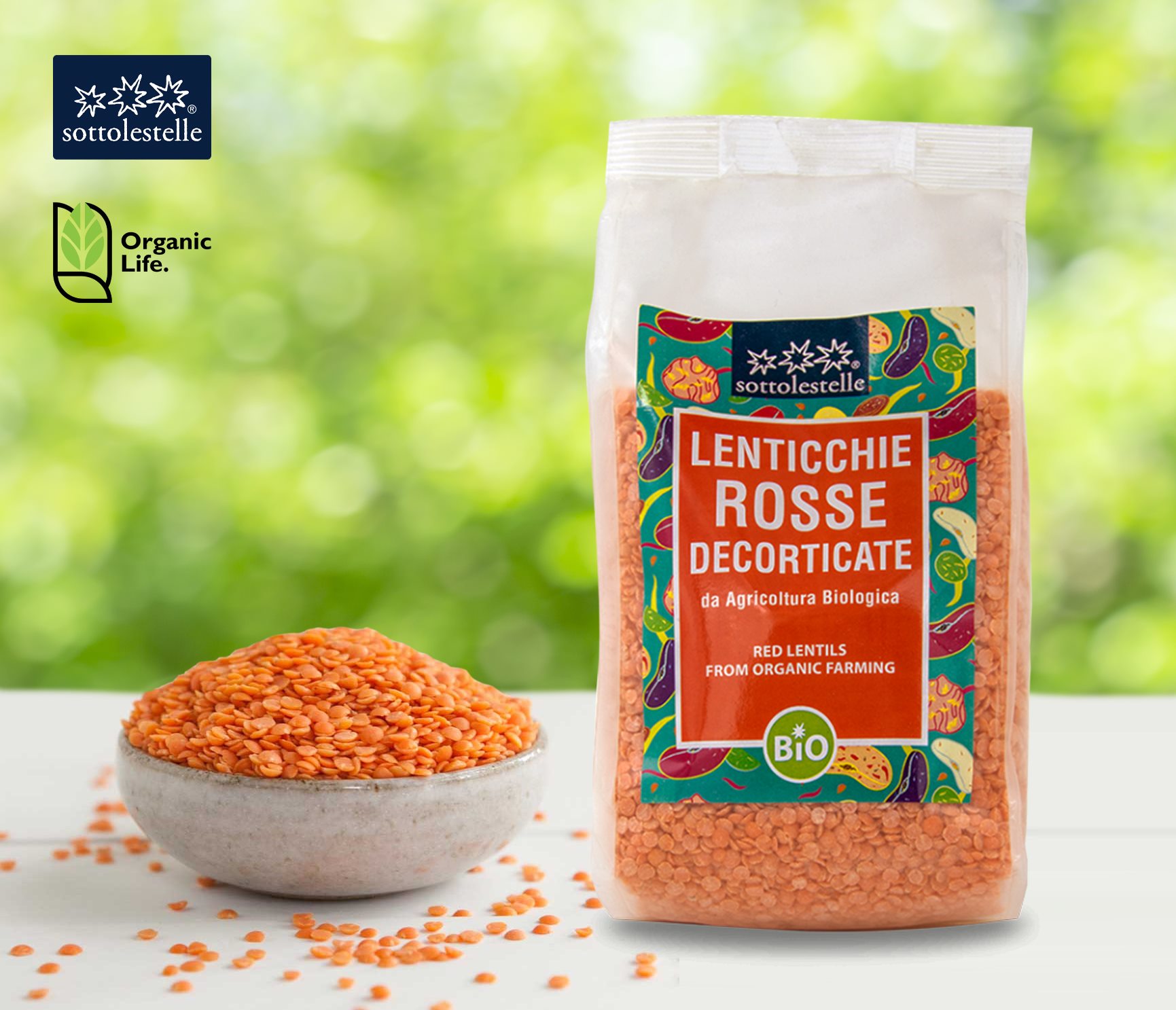Đậu Lăng Đỏ Hữu Cơ 500g Sottolestelle Organic Hulled Red Lentils