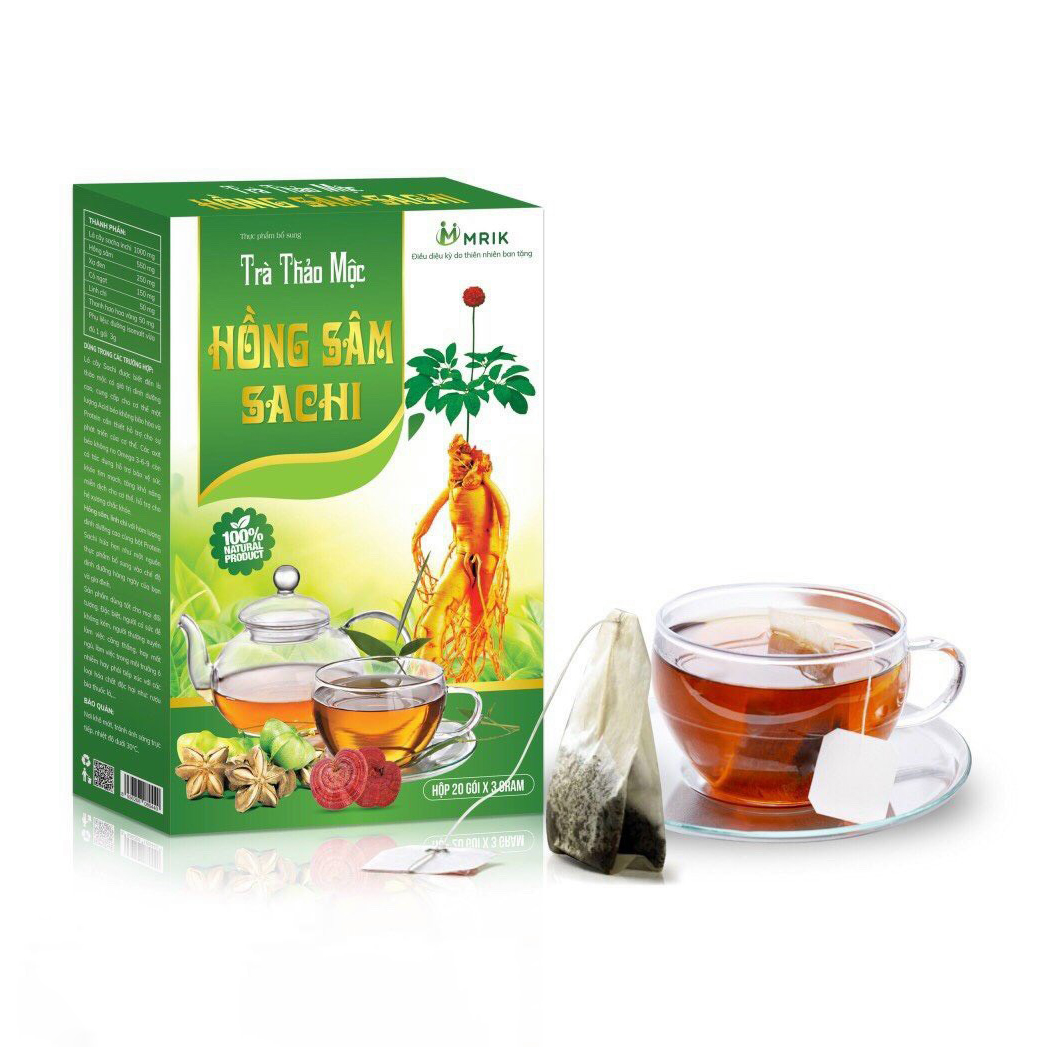 Trà thảo mộc hồng sâm sachi - hộp 20 gói x 3g