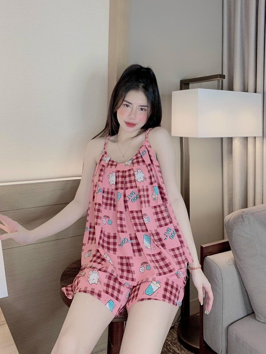 Đồ bộ quần đùi hai dây chất vải mango thiết kế queen size 40-60kg nhiều mẫu