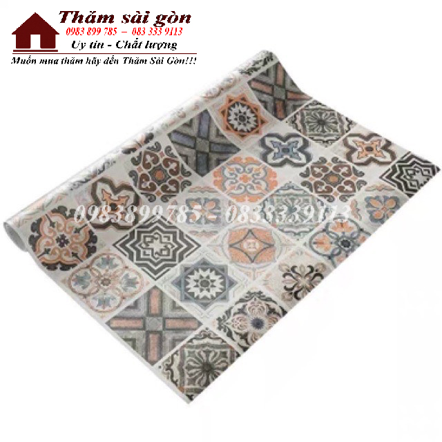 [Khổ1,2m x 50cm]Decal gạch bông ô gạch có keo sẵn