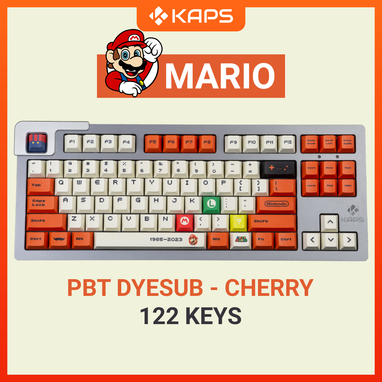 Keycap MARIO 2023 version 2.0 nhựa PBT profile Cherry in dyesub 122 nút cho bàn phím cơ layout 108/104/98/87/84/75/68/64/61