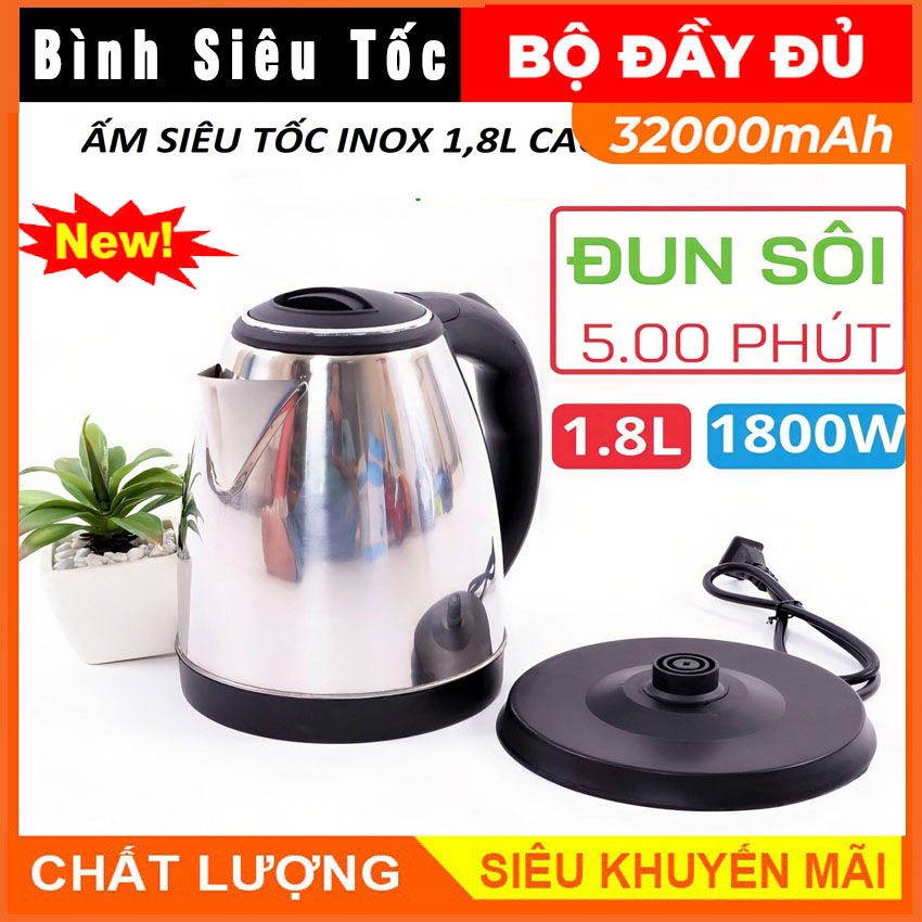 Ấm siêu tốc Electric Kettle, ấm đun nước, ấm siêu tốc cao cấp 1,8L- công suất 1500w. đung nước siêu nhanh, an toàn
