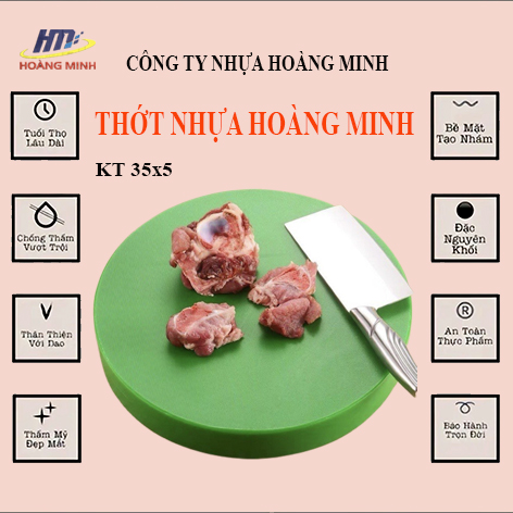 Thớt nhựa cao cấp, thớt tròn 35cm dày 5cm, thớt nhà hàng, khách sạn, KT 35cm dày 5cm. Chất liệu PE cao cấp hàng nguyên khối