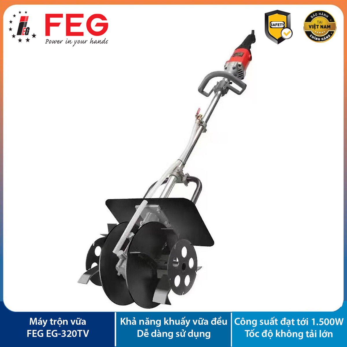 Máy trộn vữa FEG EG-320TV - Máy trộn bê tông - Hàng chính hãng - Bảo hành 3 tháng