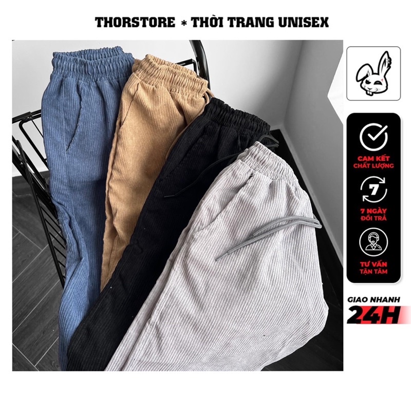 Quần jogger nam nữ,chất Nhung Tăm form rộng