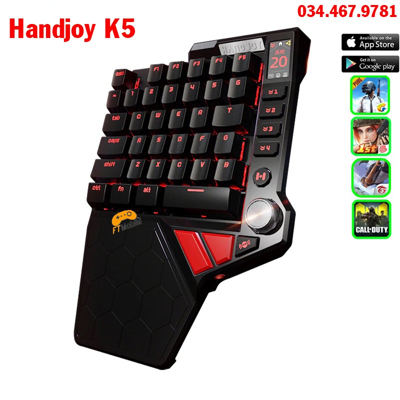 Handjoy k5 | bàn phím cơ kiêm bộ chuyển đổi hỗ trợ chơi mọi game pubg và các game fps trên android, ios | ftmobile