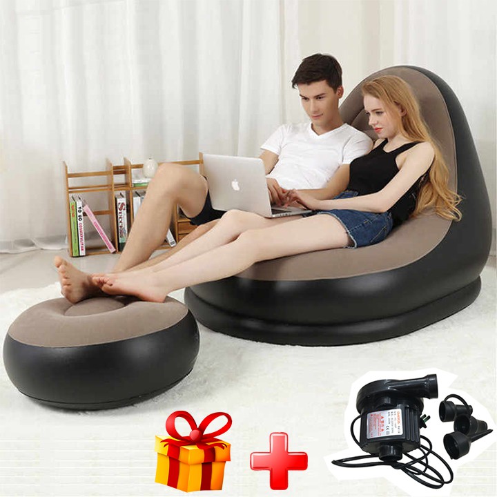 ( SALE 50% TẶNG KÈM BƠM ) Ghế Nệm Hơi Tựa Lưng Cao Cấp, Ghế hơi intex vỏ nhung, Ghế thư giãn chống mỏi cổ và mỏi lưng, Thiết kế sang trọng, Thích hợp cho thư giãn nghỉ ngơi lúc mệt mỏi, Bảo hành Uy tín 1 đổi 1