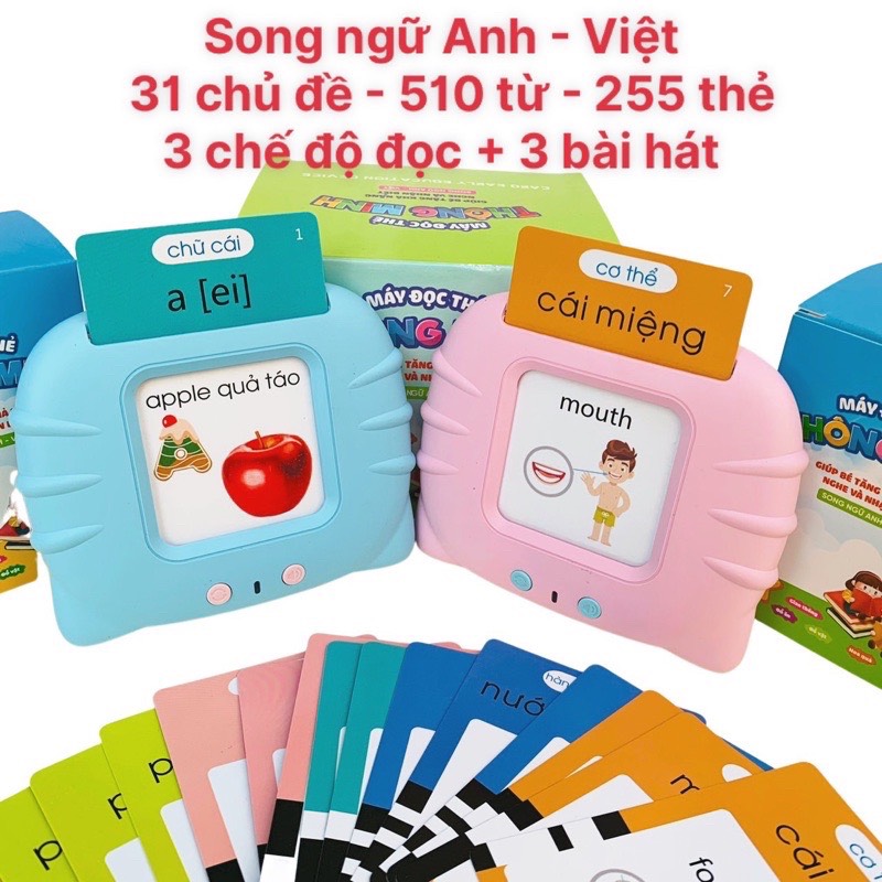 Đồ chơi đọc thẻ song ngữ anh việt 255 thẻ, 510 từ vựng