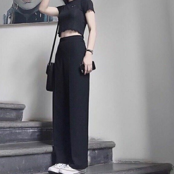 💝ĐẸP HOÀN HẢO QUÀ TẶNG CHO CHỊ EM  💝 Set Áo Croptop Tay Cộc Quần Suông Ống Rộng Xuông Dài Xinh