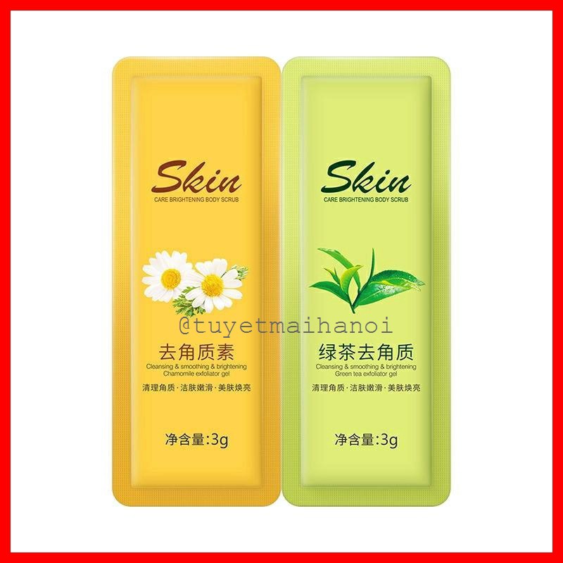 10 gói tẩy tế bào chết da mặt hoa cúc và trà xanh Laikou