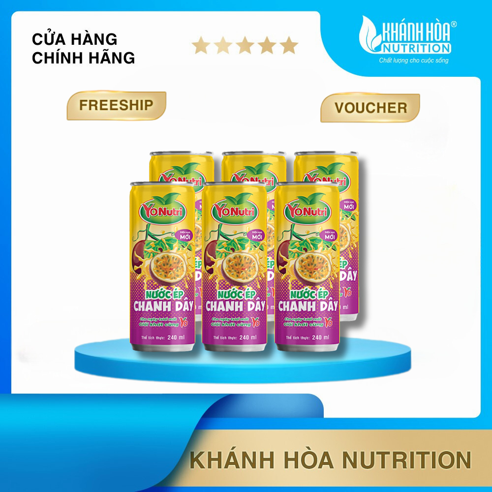 Khay 24 Lon Nước Ép Chanh Dây YoNutri - 24 lon x 240ml