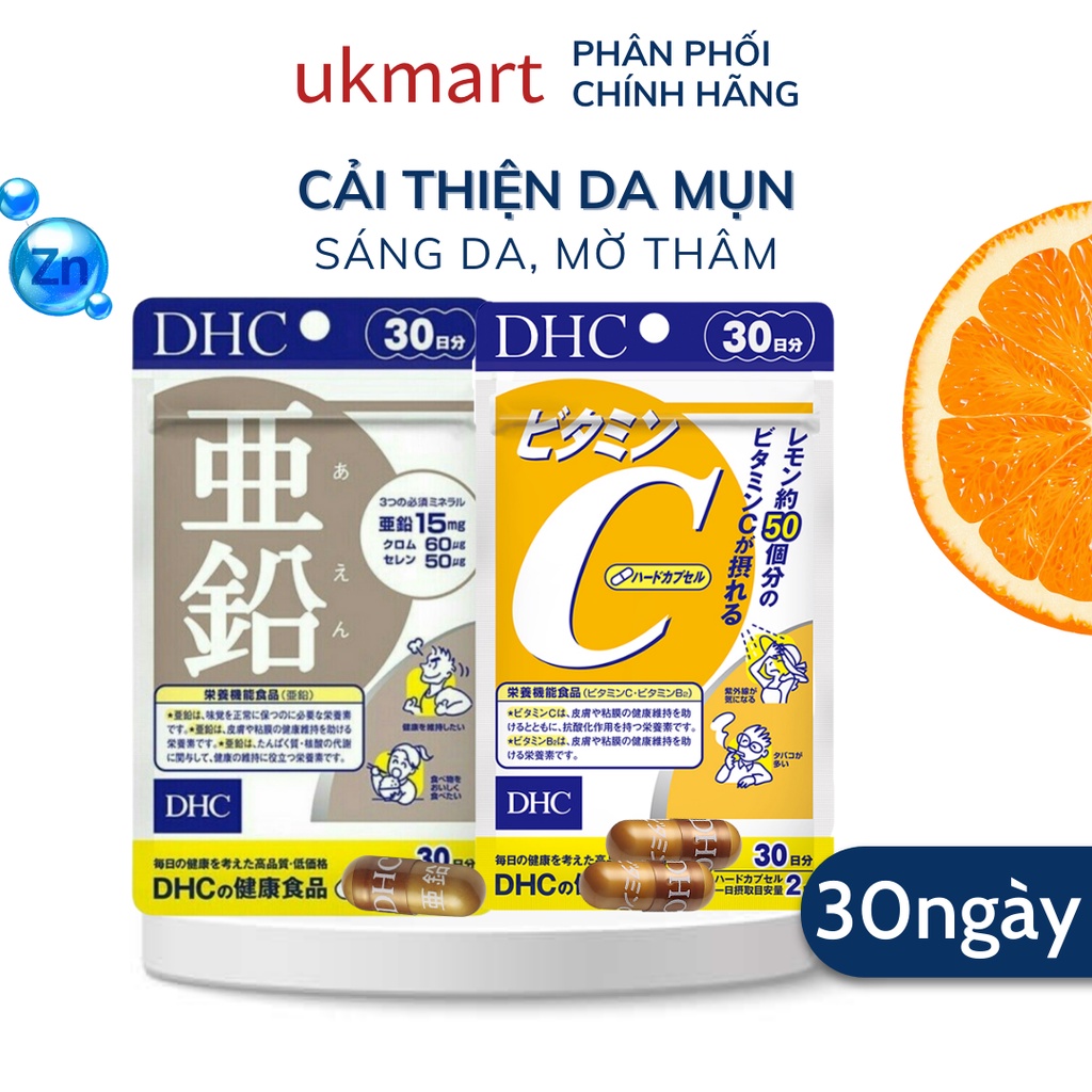 Combo Viên Uống DHC Ngừa Mụn Mờ Thâm Viên Uống Vitamin C 30 Viên Và Viên