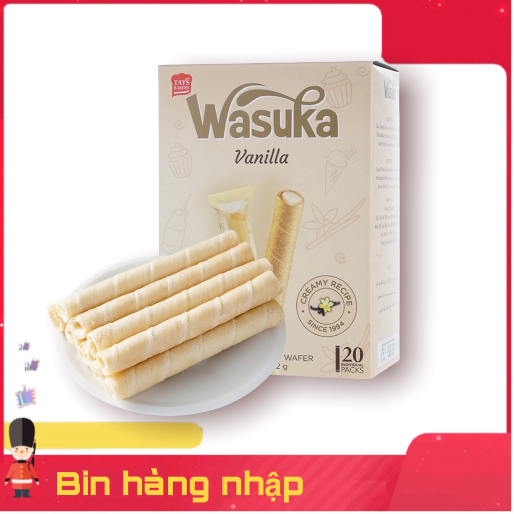 Bánh Quế Wasuka Mùi Vani Hộp 20 Cây Nhập Từ Indonesia
