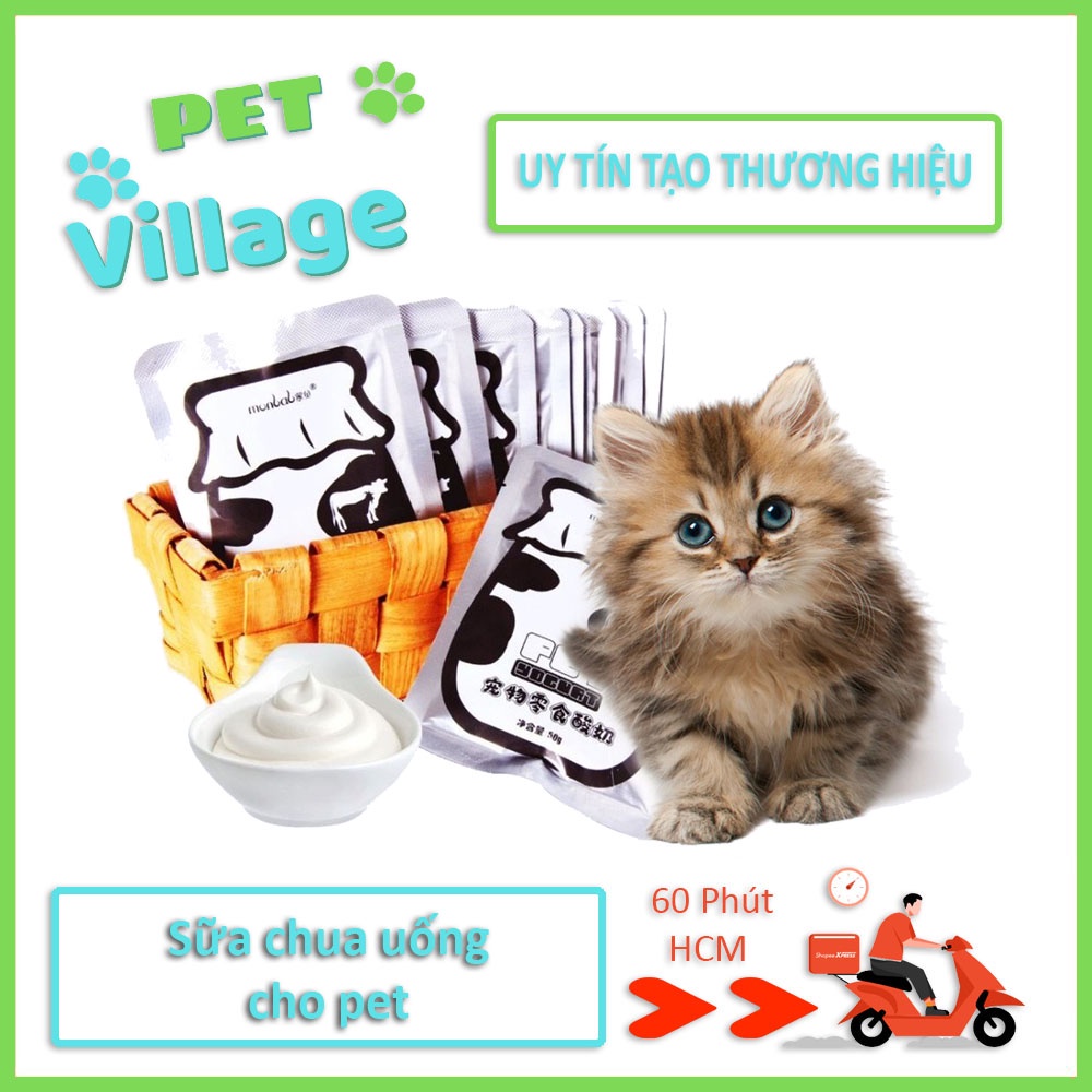 1 gói 50ml- Sữa chua uống thú cưng HỖ TRỢ TIÊU HOÁ CHÓ CHÓ MÈO BIẾNG ĂN