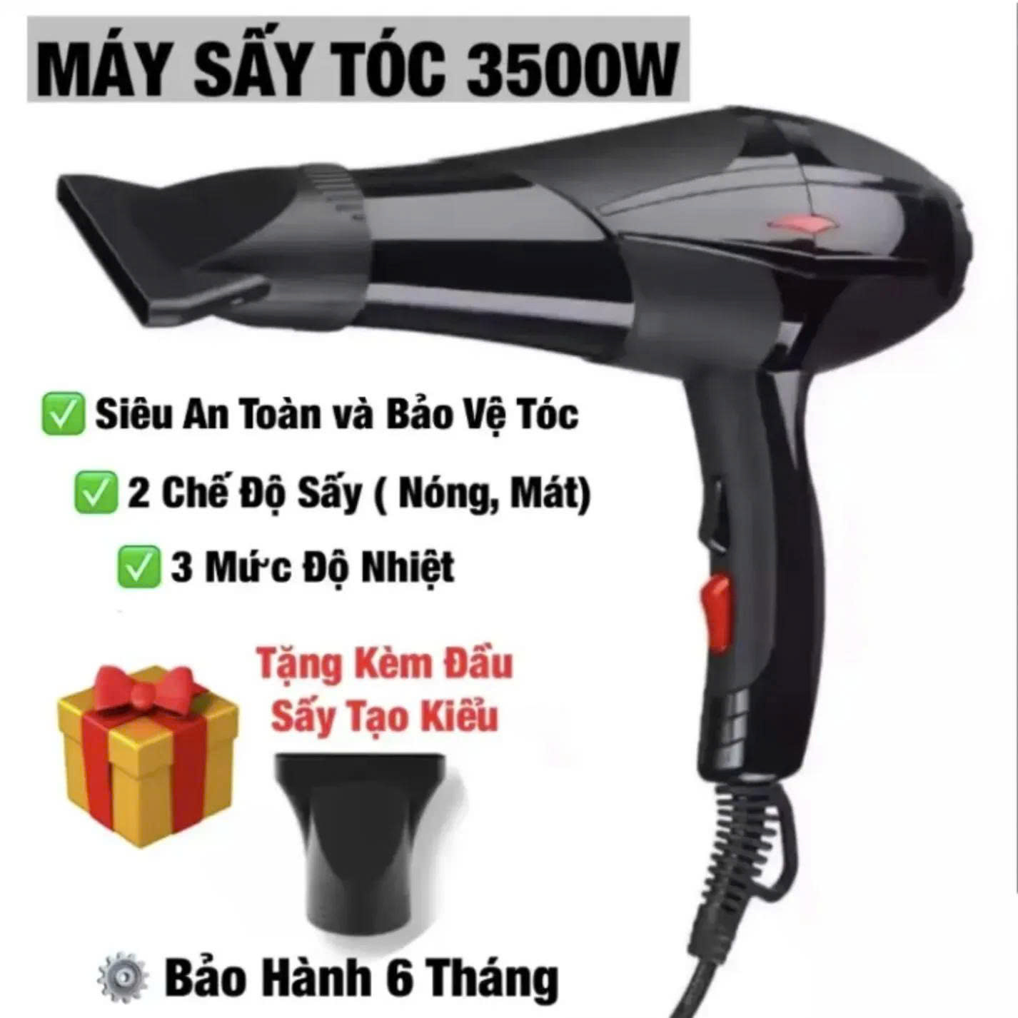 3500W High Capacity 2-Way Hot and Cold Hair Dryer