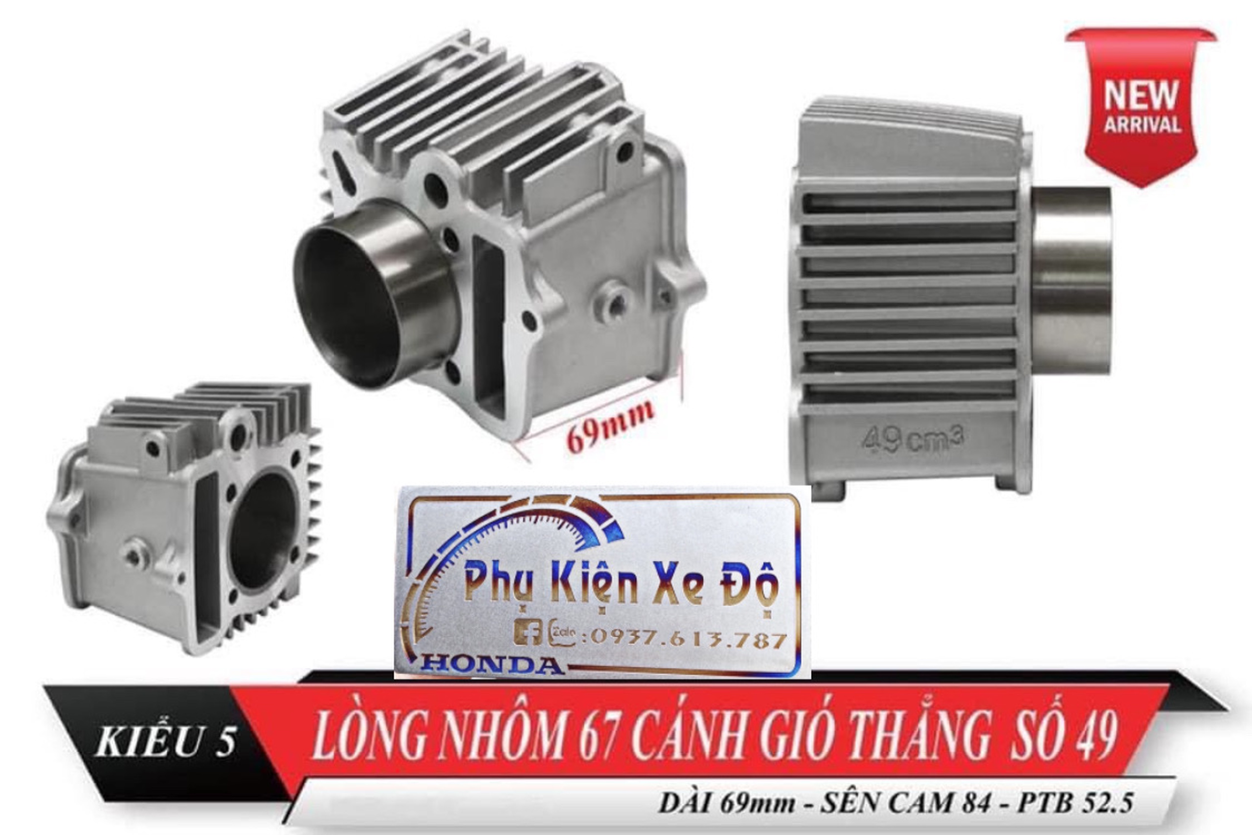 Lòng 67 dài 69mm píton 52,5 54 cho wave dream nhôm xịn bao êm